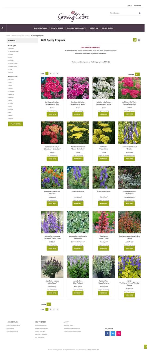 Example of 'Grid' display of plants for GrowingColors.com