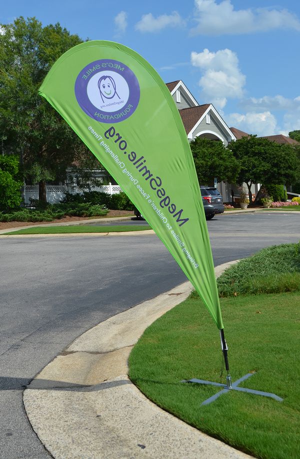 The teardrop banner helped golf tournament participants to find Devil's Ridge Golf Club.