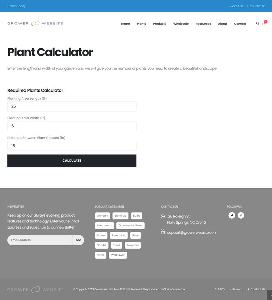 Clarity Connect Toolbox Plant Calculator, Landscape Plant Calculator