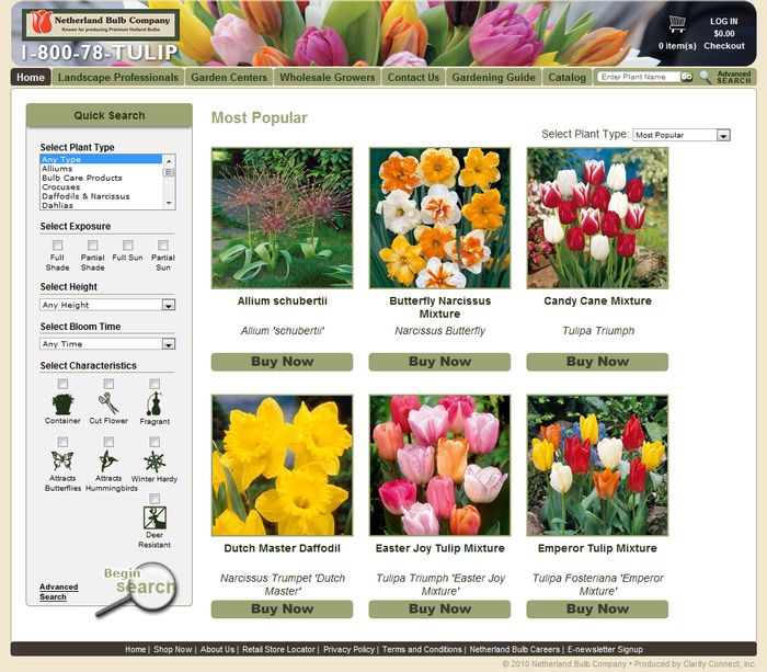 Website visitors can quickly find the plant they looking for with this easy to use plant search.