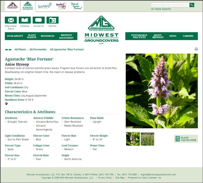 Plant detail page