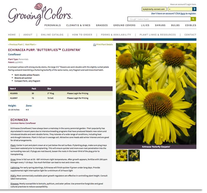 If wholesale customer is logged in, they can purchase from the GrowingColors.com plant detail page.