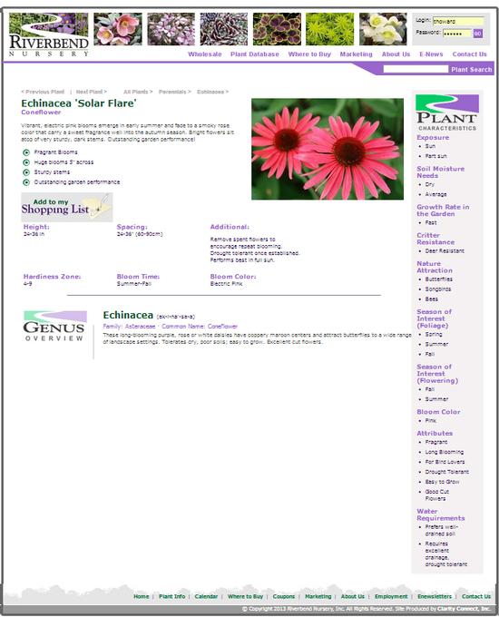 The Genus Overview information for Riverbend is for the consumer or home-gardener.