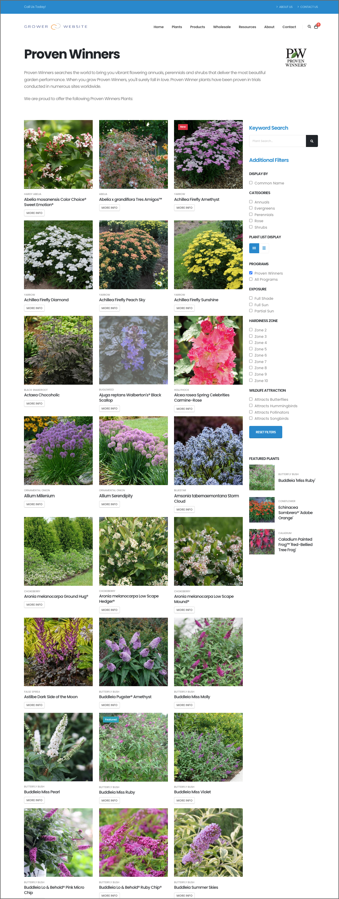 By clicking on the logo on a plant detail page, your website visitors can quickly see all corresponding plants you sell assigned to that breeder or program.