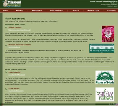The Missouri Landscape and Nursery Association uses the Resources and Links Editor to add links to websites with good plant information for their members.