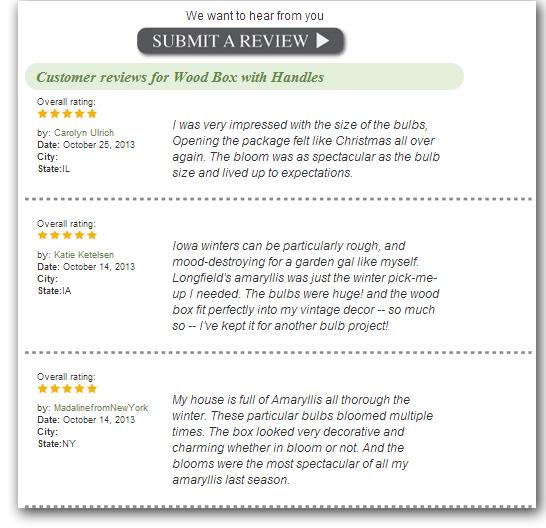 This is a close up of the customer reviews from a product on www.longfield-gardens.com.